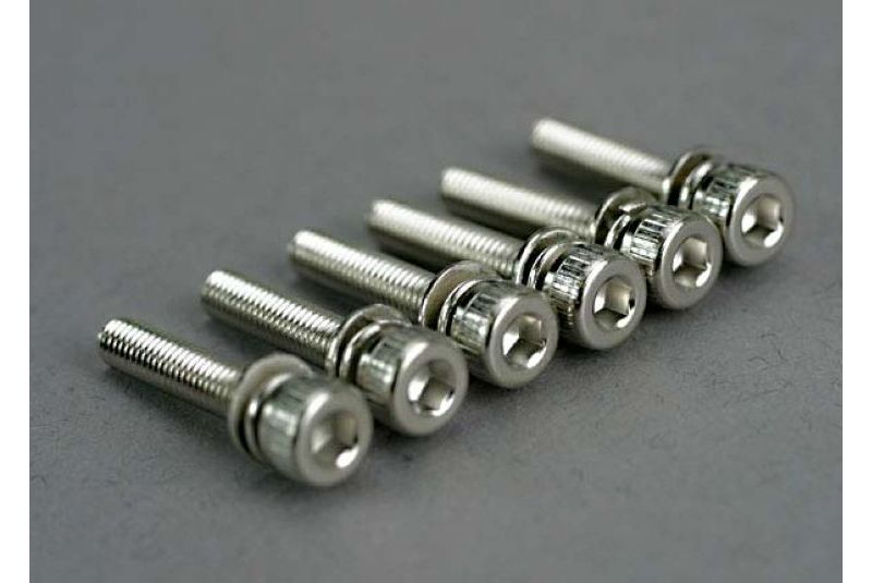 Screws, 3x15mm cap-head machine (hex drive) (with split and flat washers) (6)