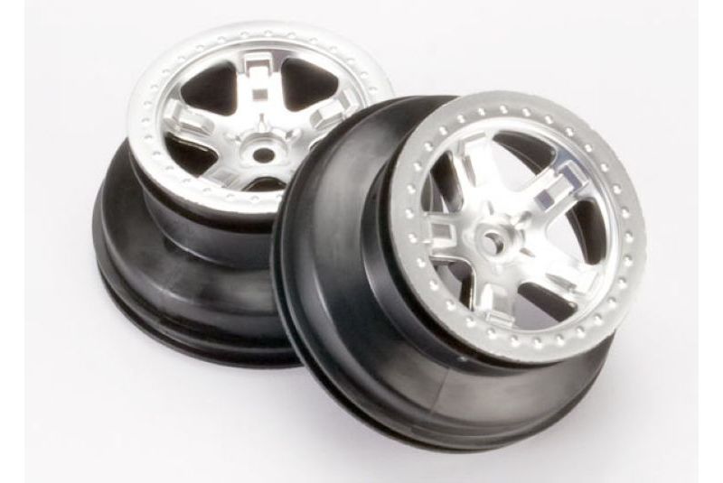 Wheels, SCT satin chrome, beadlock style, dual profile (2.2&#039;&#039; outer, 3.0&#039;&#039; inner