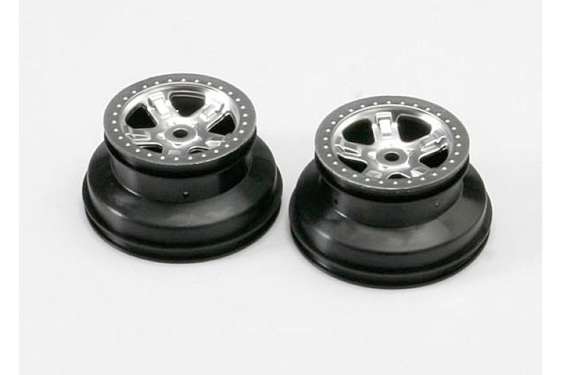 Wheels, SCT satin chrome, beadlock style, dual profile (2.2&#039;&#039; outer 3.0&#039;&#039; inner)