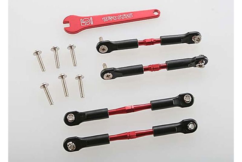 Turnbuckles, aluminum (red-anodized), camber links, front, 39mm (2), rear, 49mm (2) (assembled w/ ro