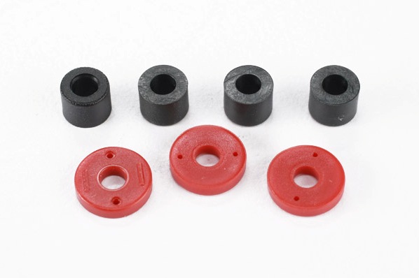 Piston, damper (2x0.5mm hole, red) (4)/ travel limiters (4)