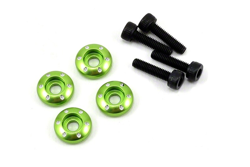 Wheel nut washer, machined aluminum, green / 3x12mm CS (4)