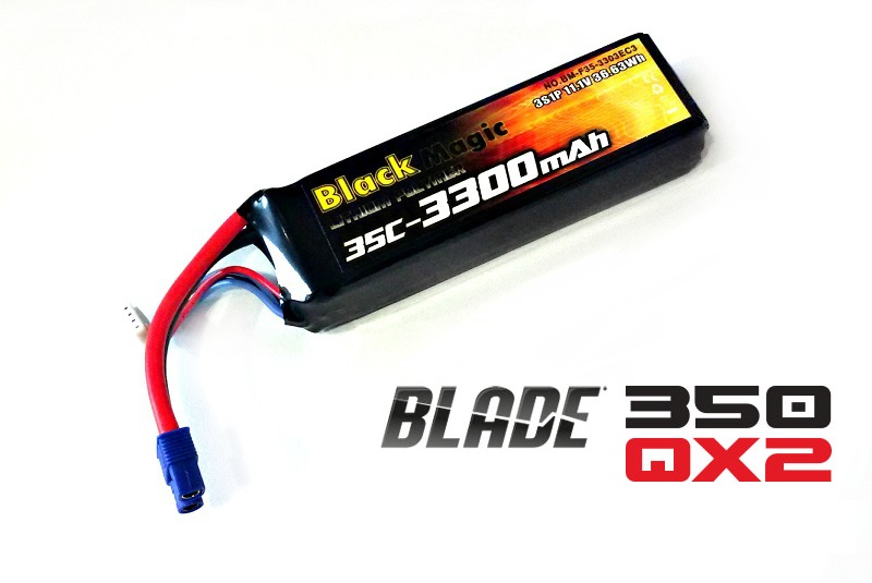 LiPo 11,1В(3S) 3300mAh 25C Soft Case EC3 (for BLADE 350 QX2 and QX3)