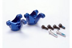 Steering blocks/ axle housings, blue-anodized 6061-T6 aluminum/ (l&amp;r) w/ metal inserts(3x4.5x5.5