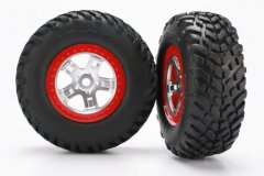Tires &amp; wheels, assembled, glued (SCT, satin chrome, red beadlock wheels, ultra soft S1 compound