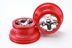 Wheels, SCT chrome, red beadlock style, dual profile (2.2” outer, 3.0” inner) (2WD front) (2)