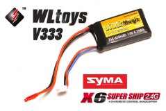 LiPo 7,4В(2S) 850mAh 25C Soft Case JST-BEC plug (for WLToys V262, V333, V333C, Syma X6)